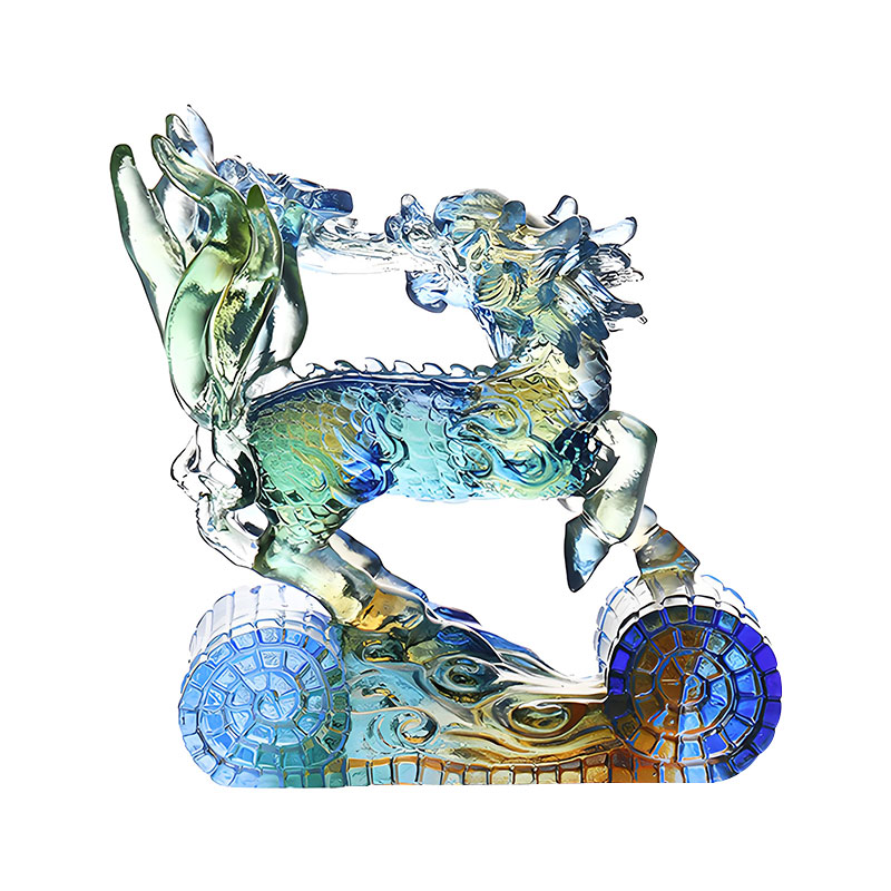 Wisdom Kirin Sininen Meripihkanvihreä Värillinen lasikristallikoriste
