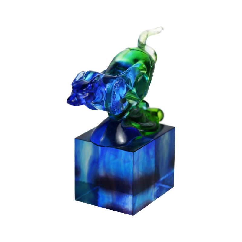 Sinivihreä klassinen lasisinettikoriste