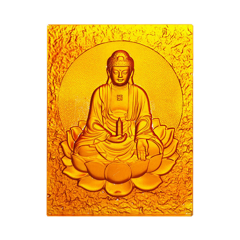 Itämaisen lääketieteen Buddha kultainen kristallilasitiili