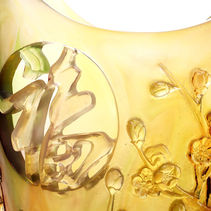 Kodinkoristeet Luumun kukka veistetty design meripihkan lasimaljakko