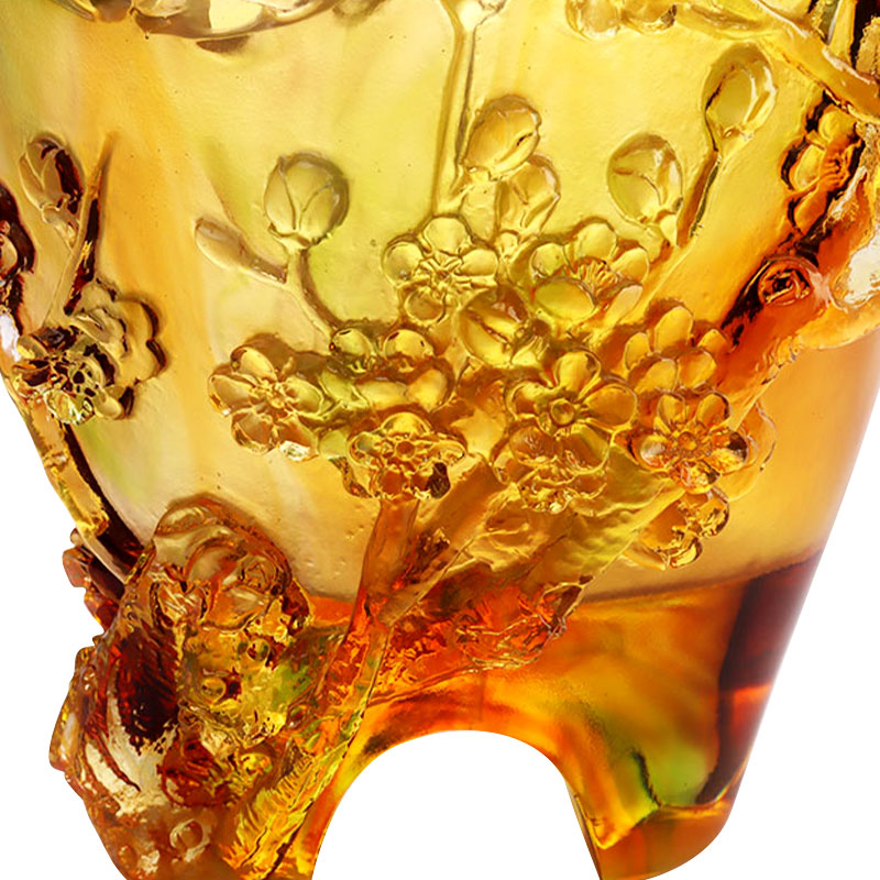 Kodinkoristeet Luumun kukka veistetty design meripihkan lasimaljakko