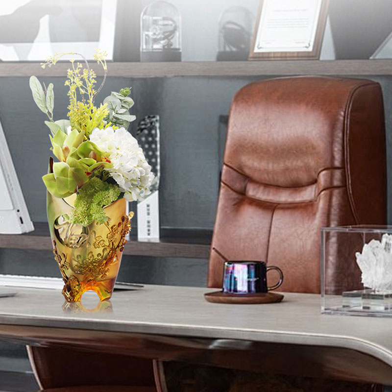 Kodinkoristeet Luumun kukka veistetty design meripihkan lasimaljakko