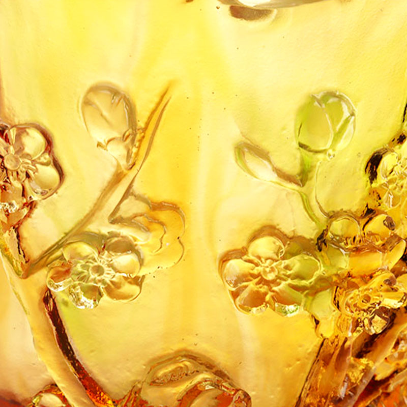 Kodinkoristeet Luumun kukka veistetty design meripihkan lasimaljakko