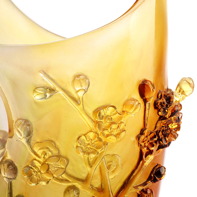 Kodinkoristeet Luumun kukka veistetty design meripihkan lasimaljakko