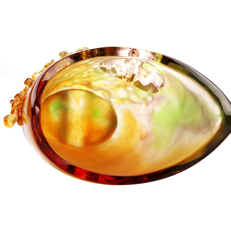 Kodinkoristeet Luumun kukka veistetty design meripihkan lasimaljakko