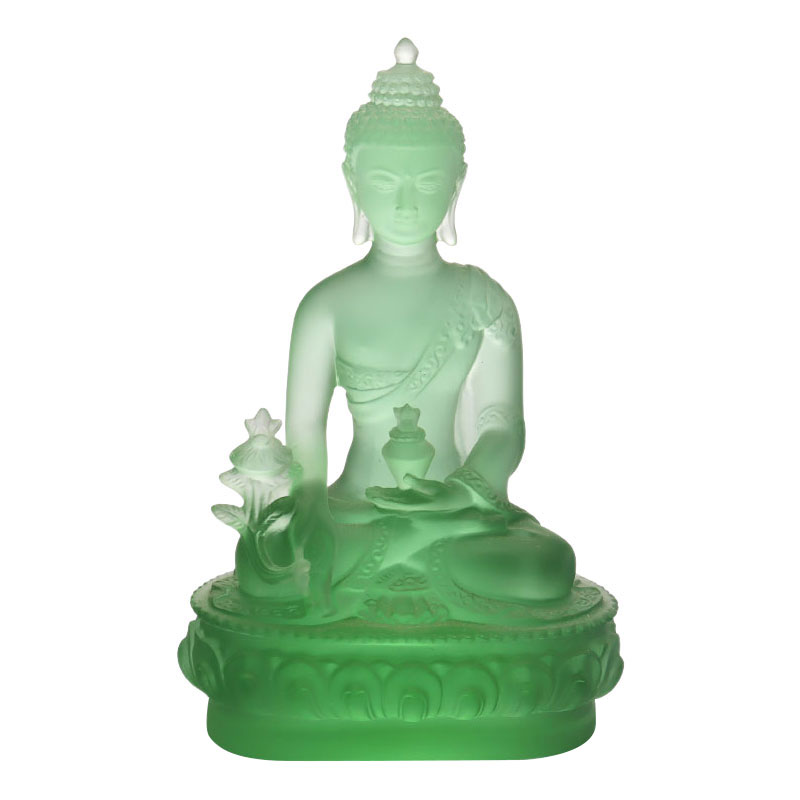 Värikäs Liuli Crystal Medicine Buddha -patsas