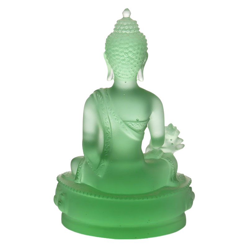 Värikäs Liuli Crystal Medicine Buddha -patsas