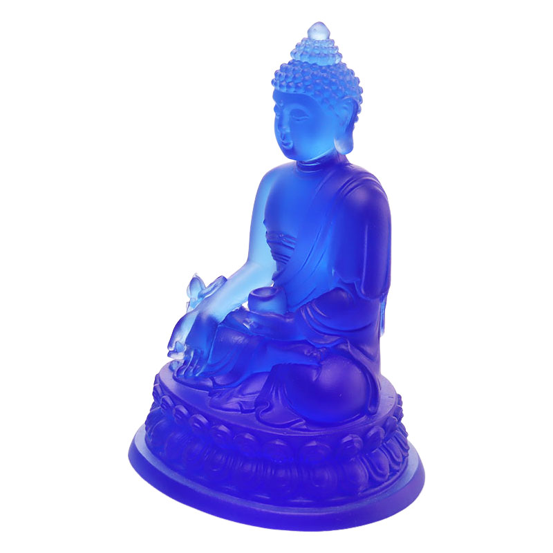 Värikäs Liuli Crystal Medicine Buddha -patsas