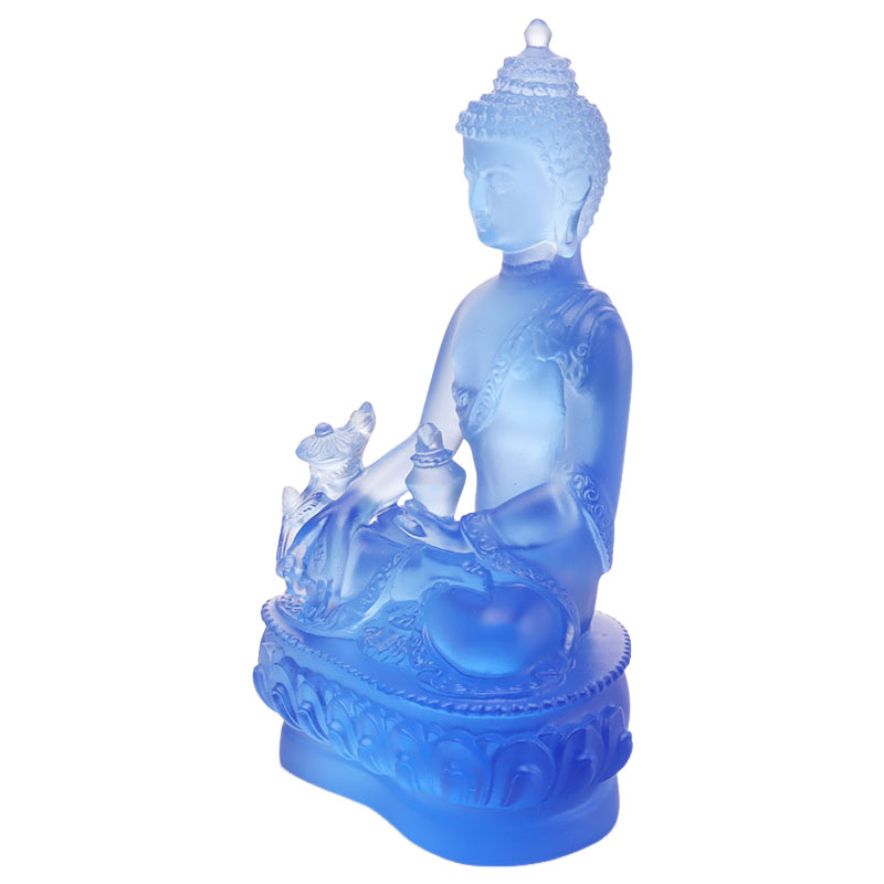 Värikäs Liuli Crystal Medicine Buddha -patsas