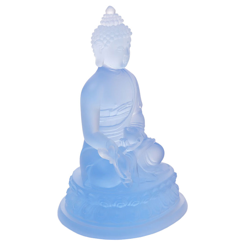 Värikäs Liuli Crystal Medicine Buddha -patsas