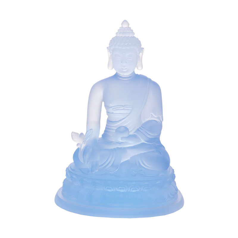 Värikäs Liuli Crystal Medicine Buddha -patsas