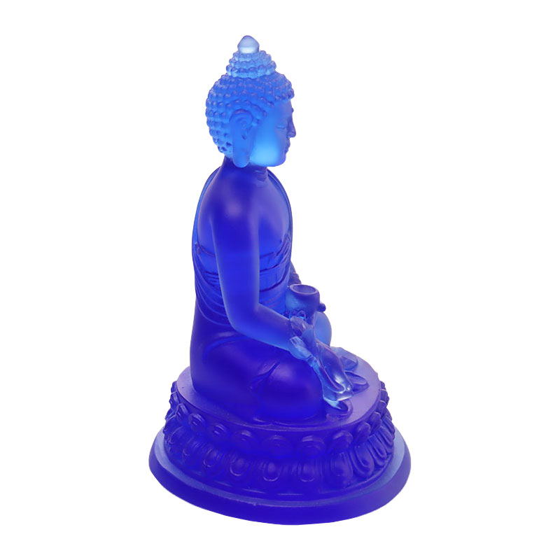 Värikäs Liuli Crystal Medicine Buddha -patsas