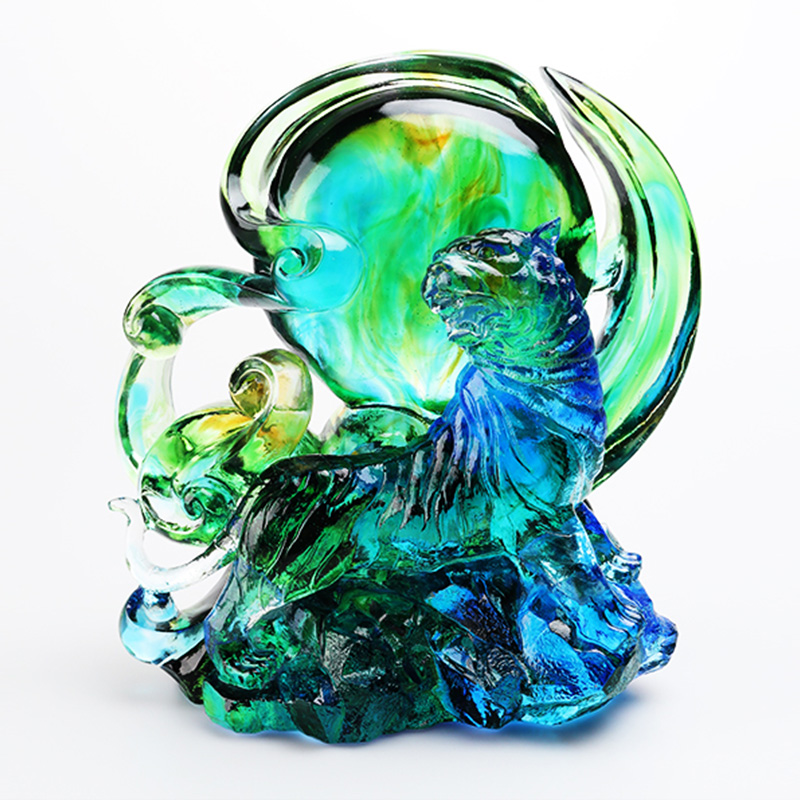 Sinivihreä läpinäkyvä kristallilasitiikerikoristeet