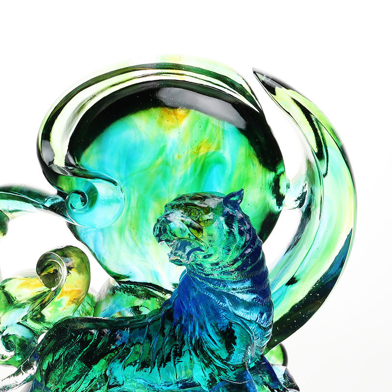 Sinivihreä läpinäkyvä kristallilasitiikerikoristeet